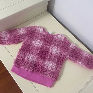 Splendid Fuzzy Pink and White Sweater Newborn, 0-3 Months